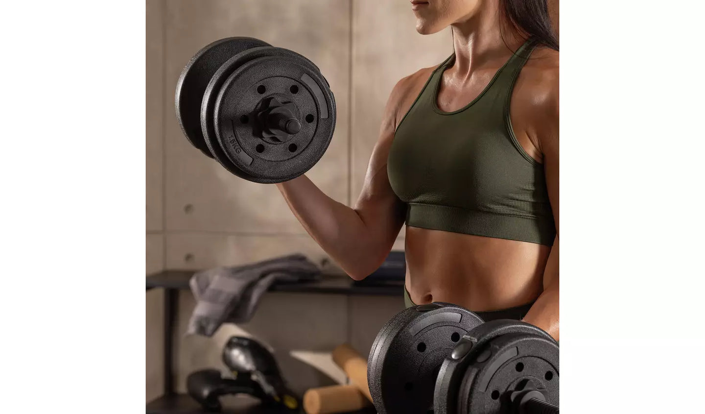 Opti Vinyl Dumbbell and Barbell Set - 35KG